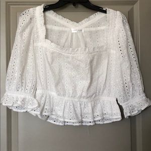 White crop top blouse